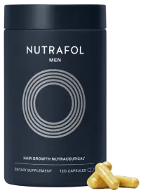 A bottle of Nutrafol Men hair growth supplement